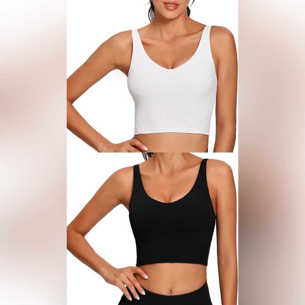 Lemedy Women Sports Bra Longline Crop Tank Top Padded Workout Running Yoga